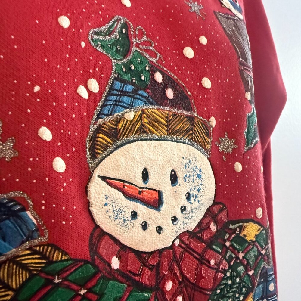 Vintage Holiday Time Snowman Penguin Sweatshirt | M - Picture 8 of 10